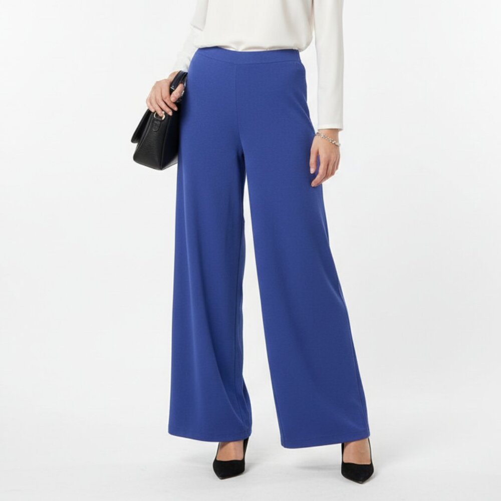 Yarns & Stitches Blue Knit Straight Leg Pants S